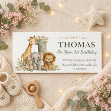 Money Envelope personalised with age and name| custom money Gift Holder | safari animals