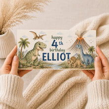 Personalised Dinosaur Birthday Money Envelope | Any Name Any Age | Kids Dino Card | Volcano Birthday Gift | Cash Gift Holder