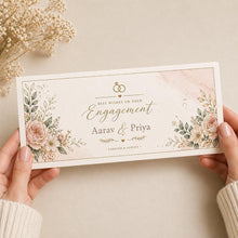 Personalised Engagement money envelope, Floral Engagement Card, Sage Green or Blush Congratulations Card, Custom Names Engagement Gift