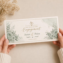 Personalised Engagement money envelope, Floral Engagement Card, Sage Green or Blush Congratulations Card, Custom Names Engagement Gift