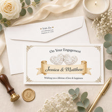 Personalised Engagement Money Envelope, Wedding Gift Cash Holder,