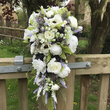 A wedding bouquet of lilac silk flowers