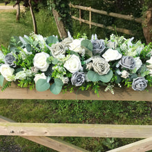 A top table long and low arrangement (choice of colours)