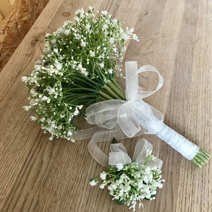 A wedding bouquet collection of artificial Gypsophila