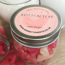 Pink and White Jelly Bean hearts in Jar