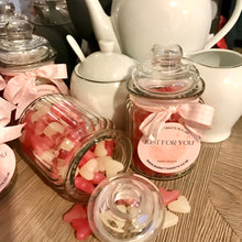 Pink and White Jelly Bean Hearts in Glass Jar