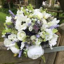 A wedding bouquet of lilac silk flowers