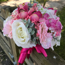wedding bouquet of ivory rose, astromeria and lisanthus artificial silk flowers
