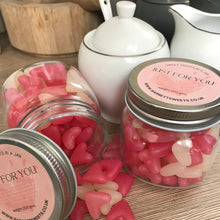 Pink and White Jelly Bean hearts in Jar