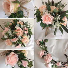 A wedding collection featuring artificial blush and pink flowers