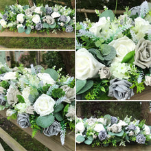 A top table long and low arrangement (choice of colours)