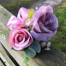 a wedding bouquet collection of pink and mauve flowers