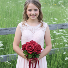 A wedding bouquet collection of red foam roses with diamante centres