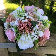 LAST ONE - A wedding bouquet of artificial ivory, lilac and pink Flowers