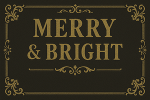 Set of 4 Merry & Bright Christmas Placemats – Laminated Wipe Clean Mats, Reusable Festive Table Decor in Charcoal & Gold
