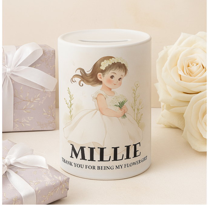 Personalised Flowergirl Money Box – Thank You Gift for Flower Girl