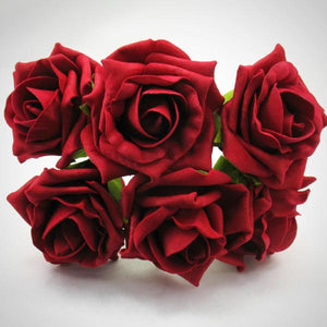 6cm ruby red foam roses