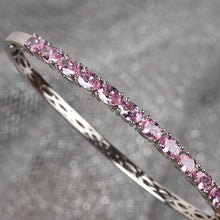 Simulated Pink Sapphire Bangle Coated in Platinum