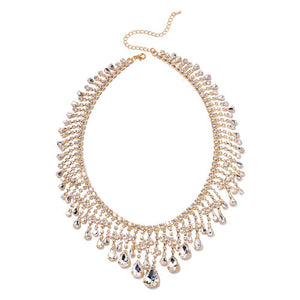 gold colour crystal and simulated diamond necklace