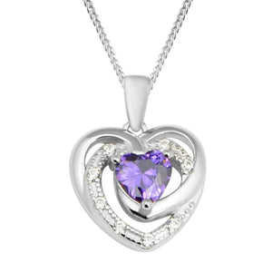 2 Piece Set - Heart Pendant with Chain & Earrings in Sterling Silver