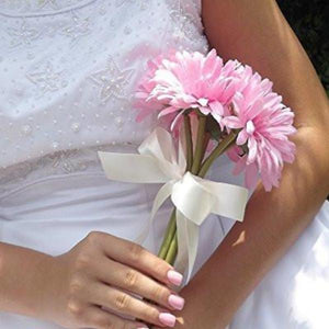 bridesmaid wedding bouquet, pink, artificial silk gerbera flowers