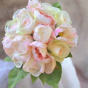 artificial wedding bouquet pale pink roses peony flowers