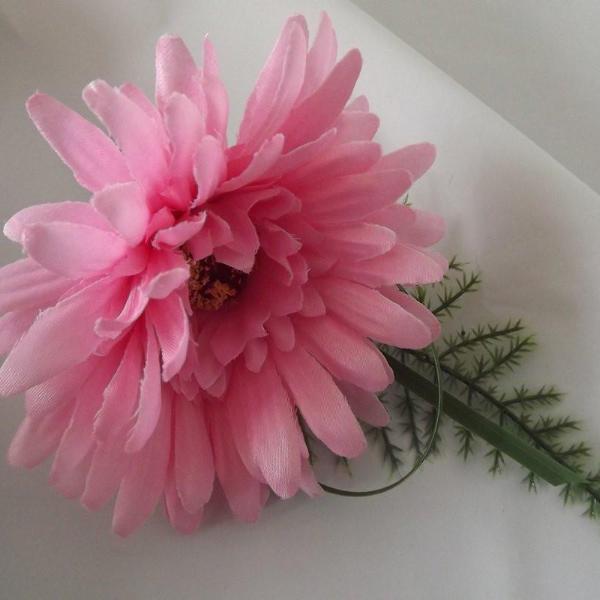 wedding buttonhole of pink silk gerbera