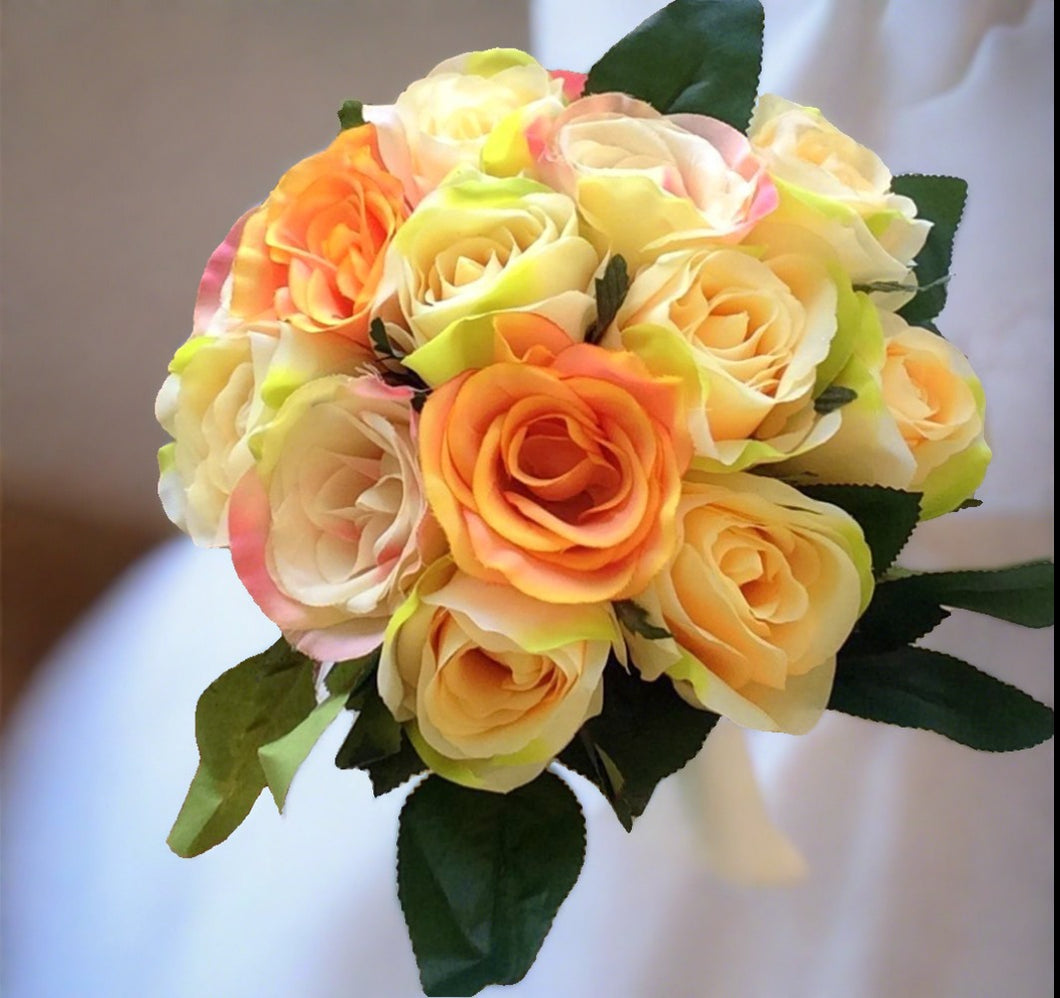 yellow rose artificial wedding bouquet