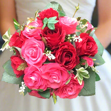 wedding posy bouquet of red cerise silk artificial roses flowers