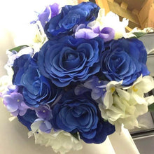 wedding bouquet artificial silk blue rose hydrangea flowers