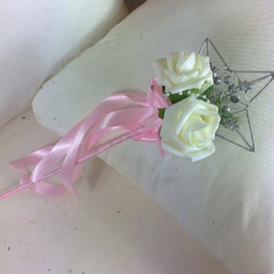 bridesmaids wedding wand with ivory foam roses