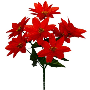 artificial red poinsettia bush