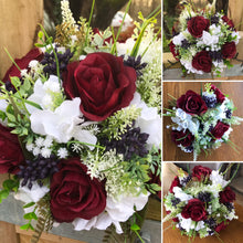 burgundy roses and berries wedding bouquet