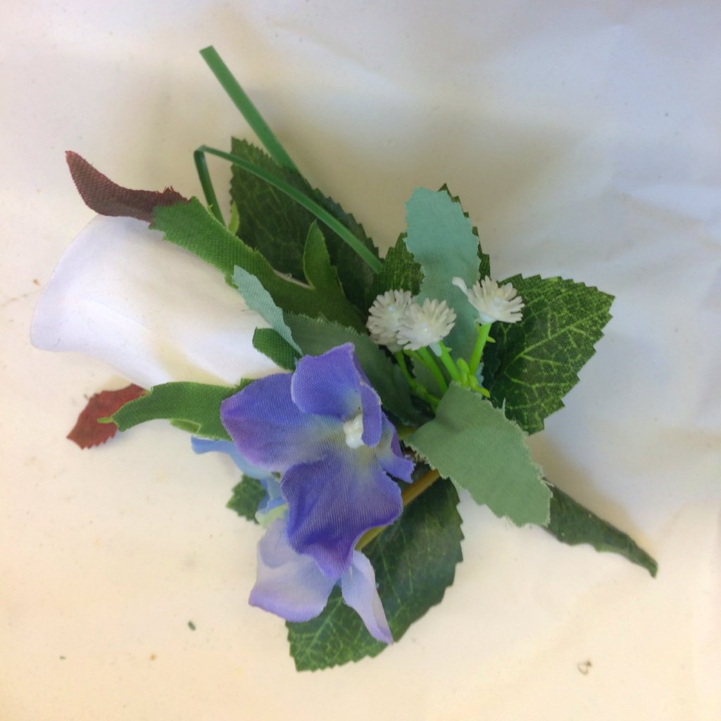 white and blue buttonhole