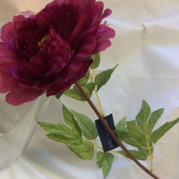 artificial burgundy silk and organza peony flower