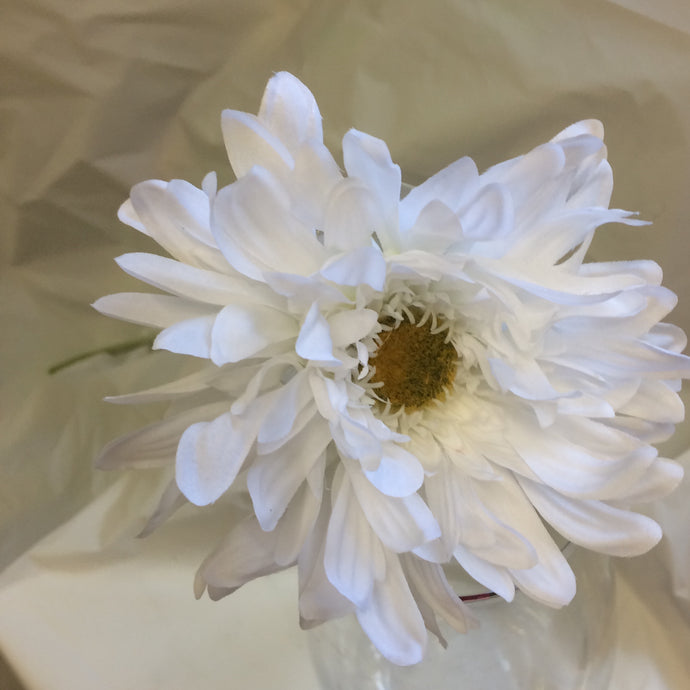 shaggy white gerbera silk flower