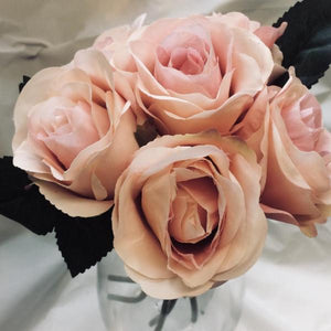 apricot silk rose flowers in a bunch