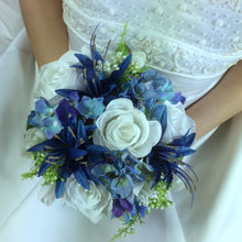 bridesmaid posy of silk blue and white flowers
