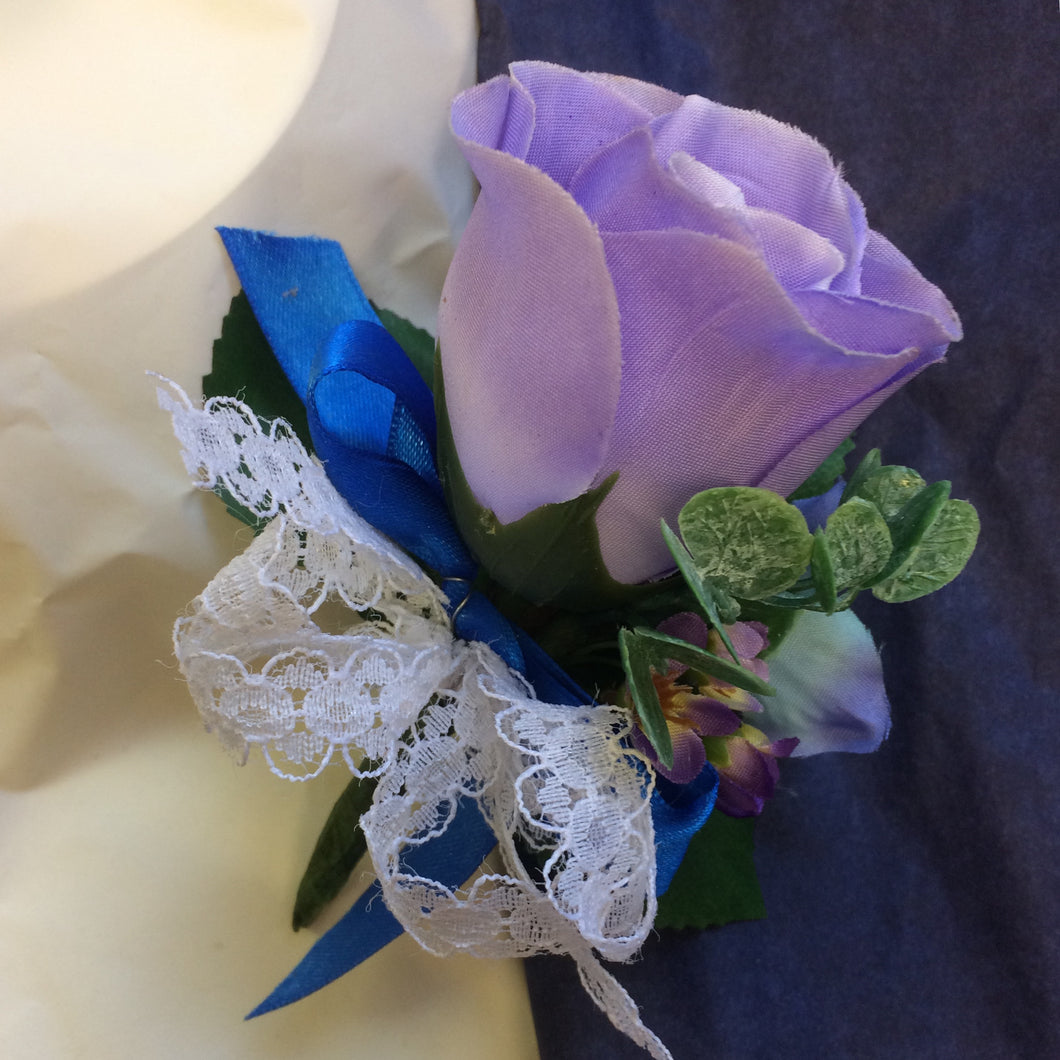 lilac silk rose buttonhole