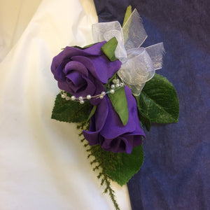 purple foam rose corsage