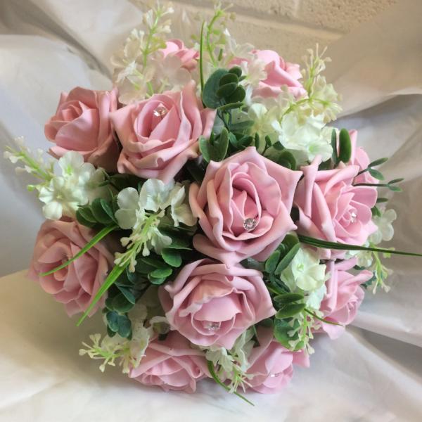 junior brides maids bouquet of pink foam roses