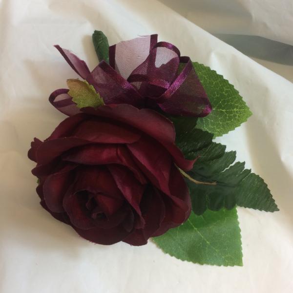 burgundy silk rose flower buttonhole