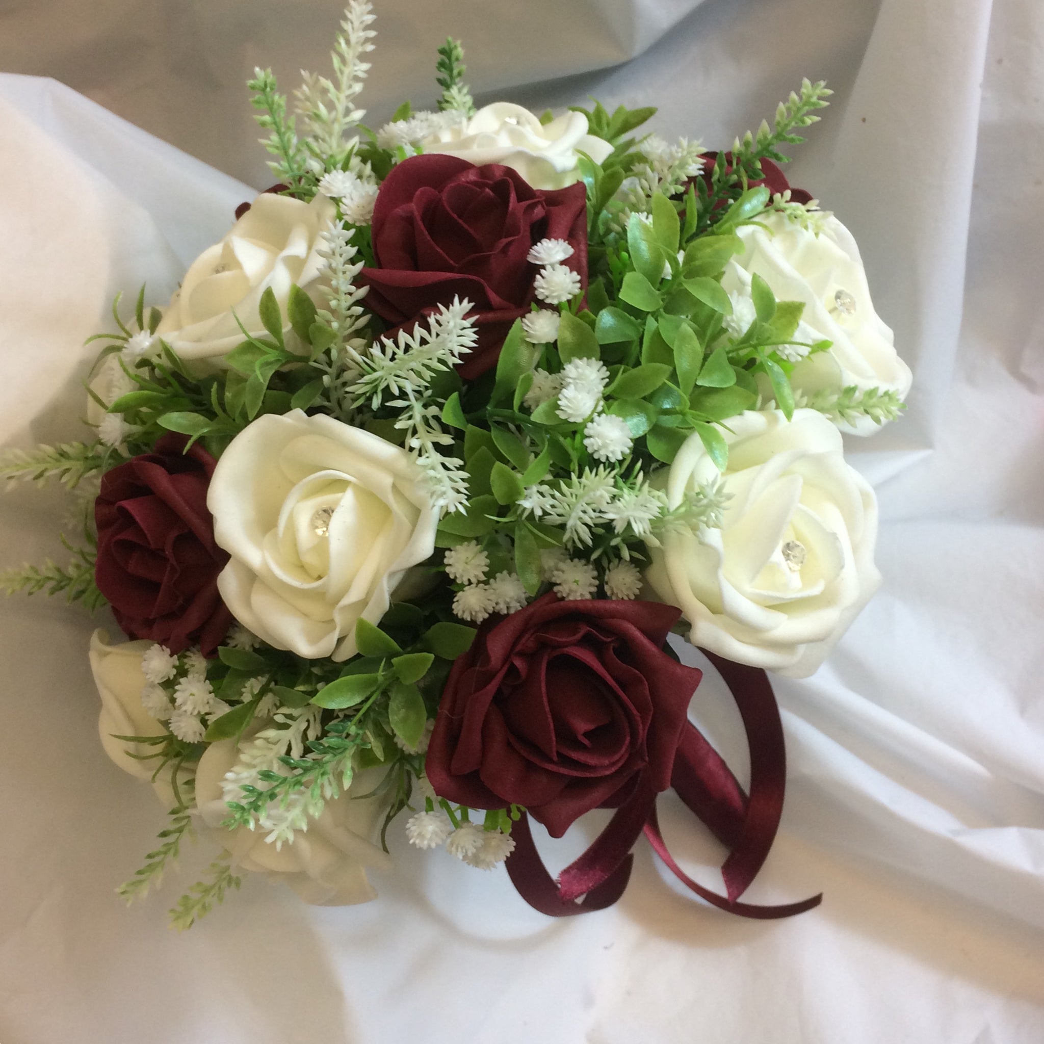 Cream Ivory and Burgundy Flowers · Creative Fabrica