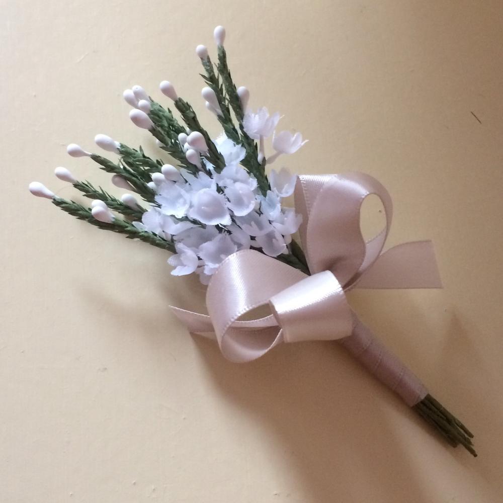 artificial lavender wedding buttonhole