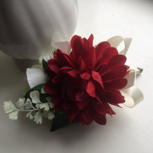 corsage of a silk dahlia and rose