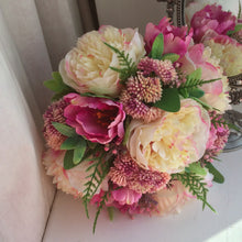 LAST ONE - A bouquet for the bride of pink & cream peony and tulips
