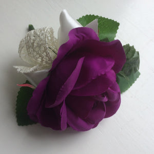  purple silk rose buttonhole