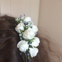 ivory foam roses and crystal hair comb
