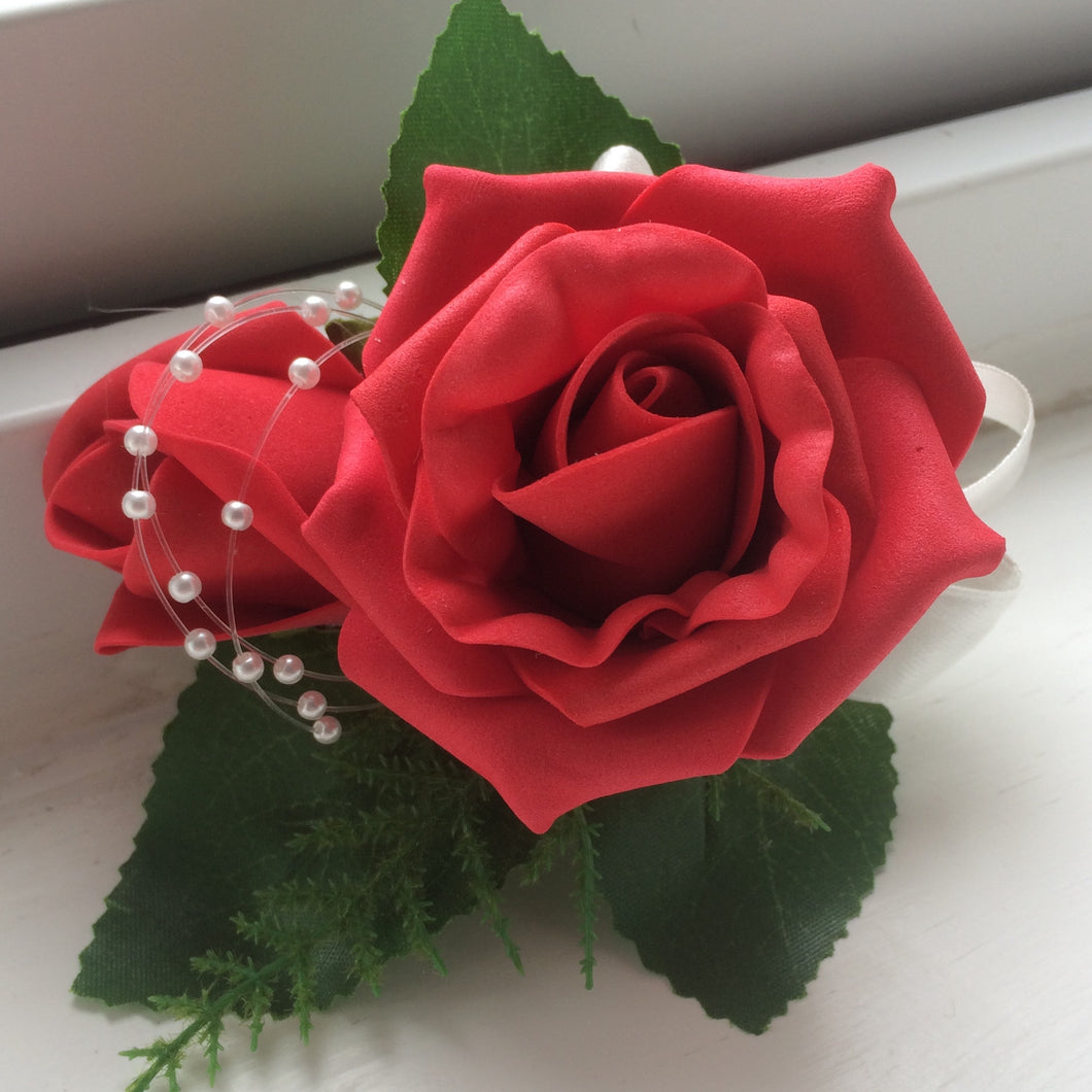 wedding corsage of foam roses