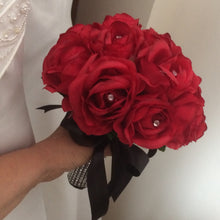 A bouquet collection featuring artificial red silk roses